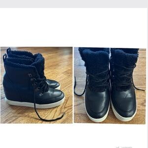 Brash Black Wedge Sneakers with Fur Lining size 7